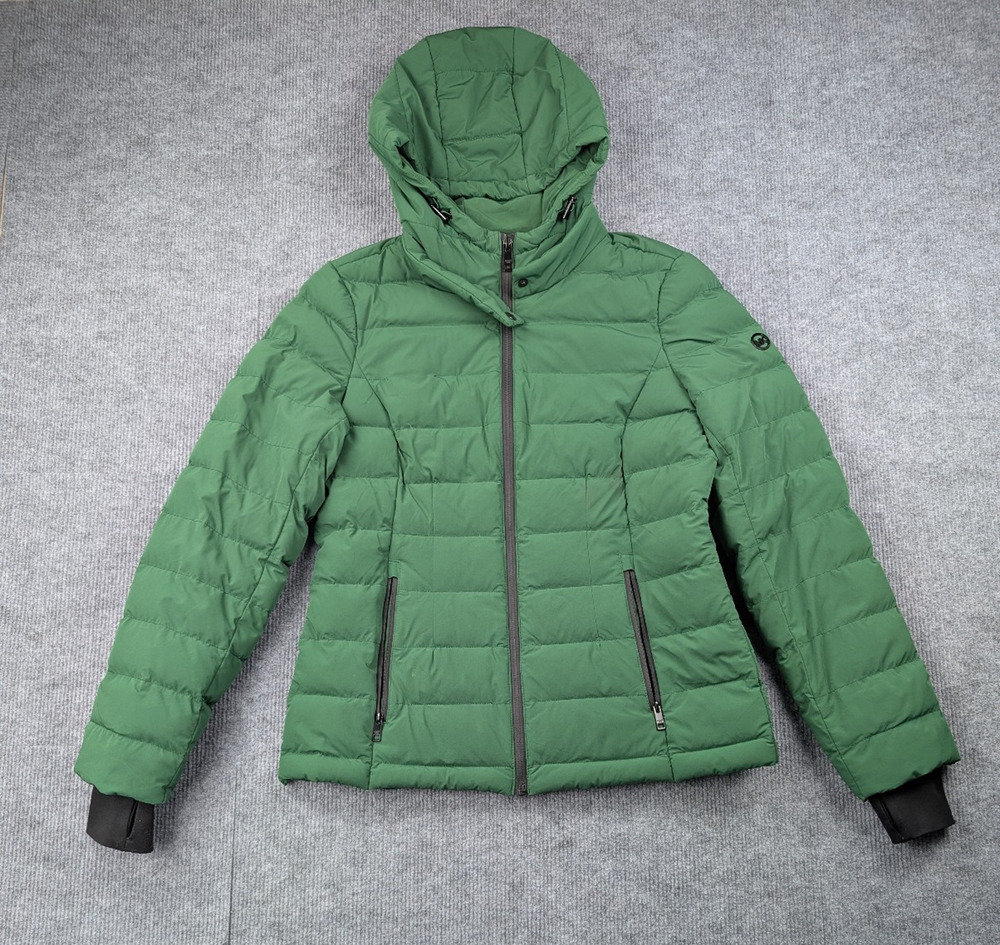 Michael Kors Packable Down Jacket Womens Small Kelly Green Outdoors Hooded Coat